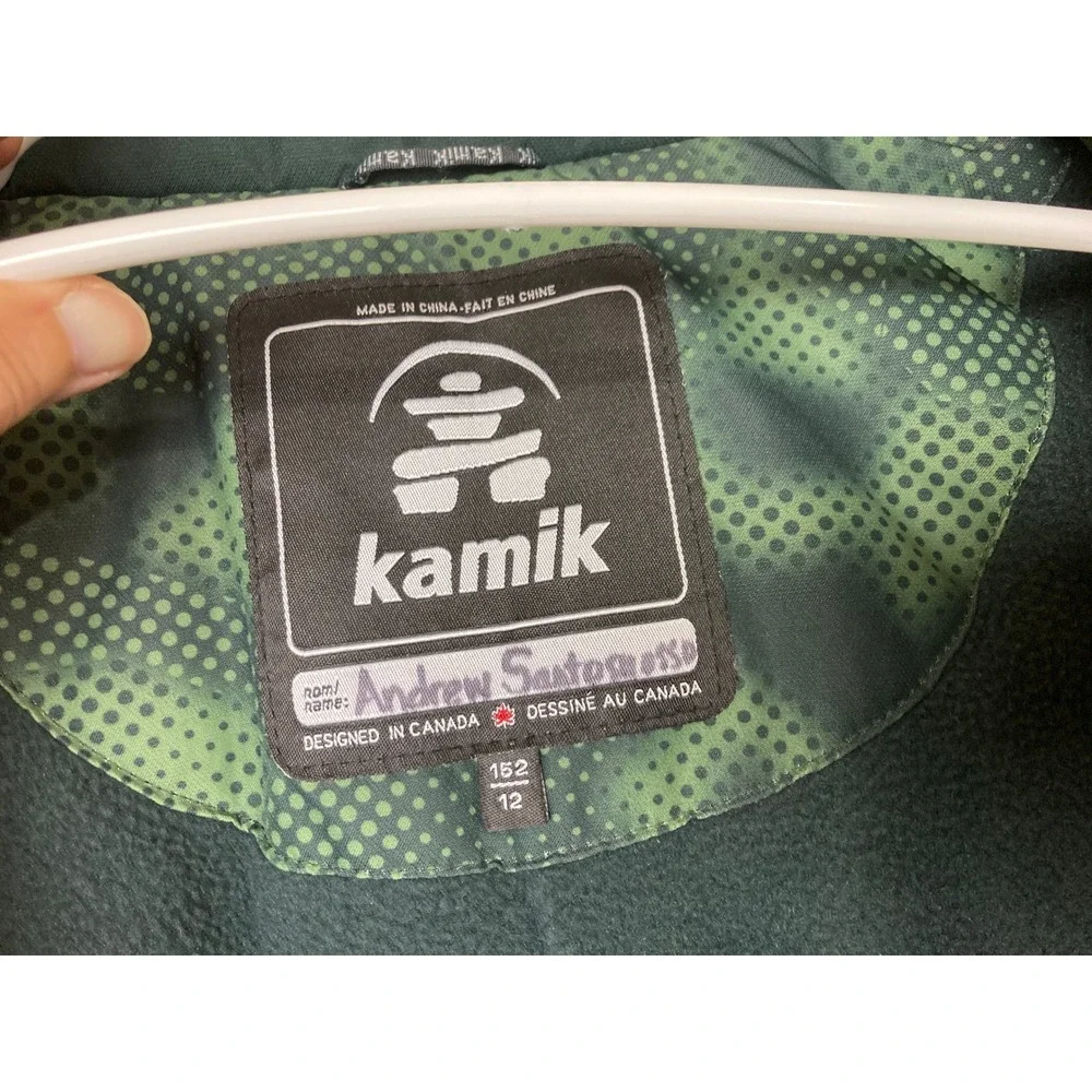 Kamik Winter Jacket Boys sz 12 Green Camo Insulated Ski Coat School Warm Outdoor